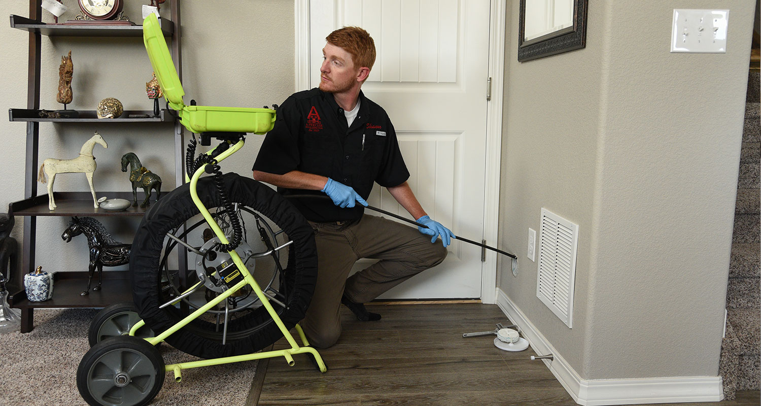 Shawn doing a sewer scope for a home inspection